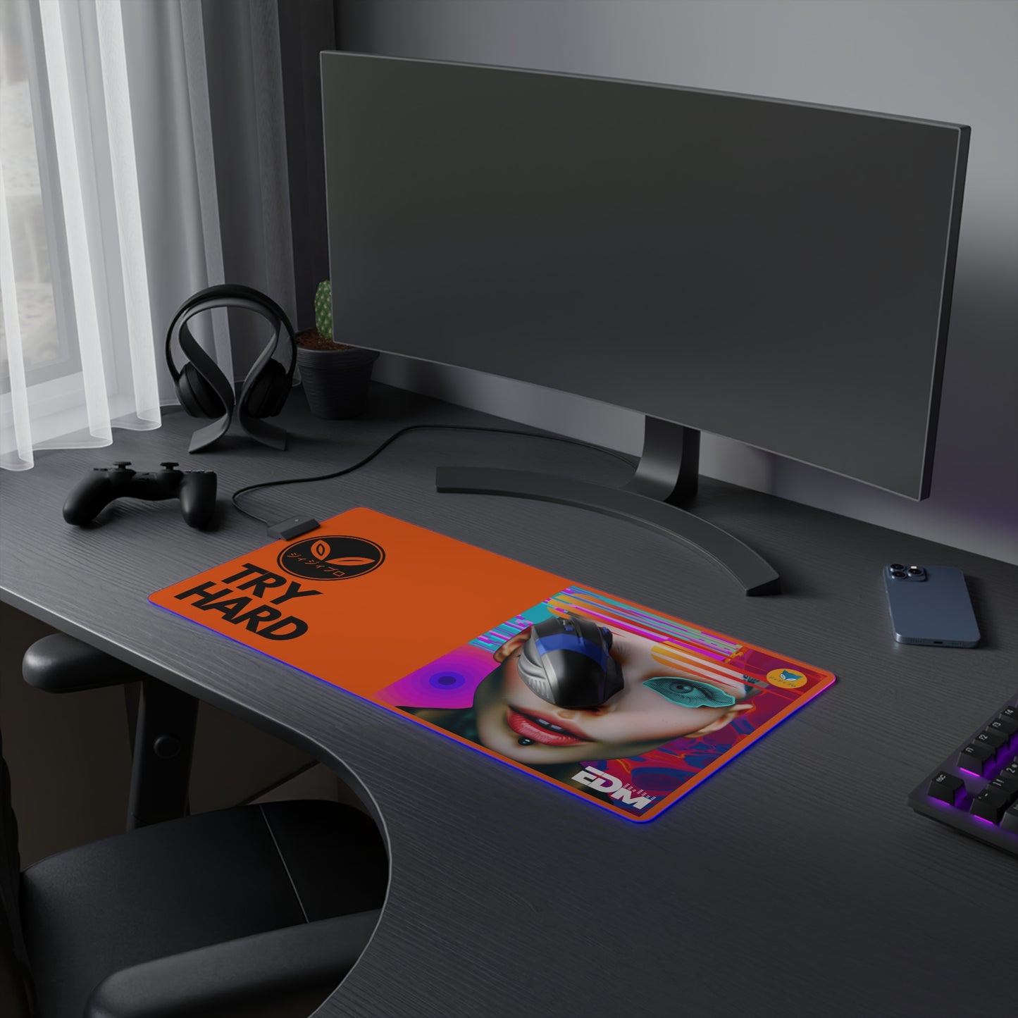 TRY HARD LED Gaming Mouse Pad